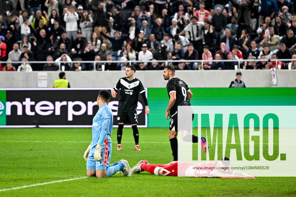 Albian Ajeti of FC Lugano celebrates his goal during the UEFA Conference League 2026 27 League Phase MD1 match between FC Lugano and FK Crvena Zvezda at Lugano Arena on October 15, 2026 in Lugano, Switzerland. Lugano Lugano Arena Ticino Switzerland