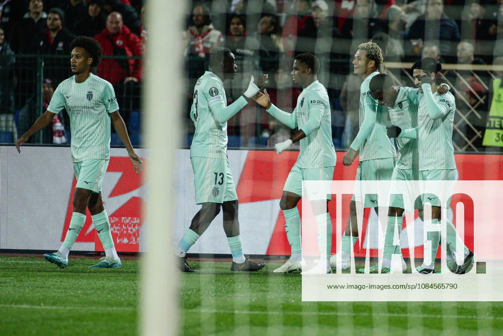 SOCCER - UEFA Conference League - CSKA vs. AS Monaco Photo by IPA ABACAPRESS.COM89724663 - Monaco s players celebrate after scoring during the UEFA Conference League match between PFC CSKA and AS Monaco at Vasil Levski National Stadium in Sofia, Bulgaria, on October 15, 2026 Sofia Bulgaria