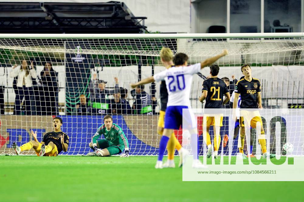 SPLIT, 15 10-2026, Poljud Stadium , season 2026 2027 , UEFA Conference League Football . Match between Hajduk Split and Ajax. Picture shows dejection after the 2-1 by Ajax Marc-Andrà ter Stegen , Youri Baas , Aaron Bouwman Hajduk Split - Ajax x208450827x