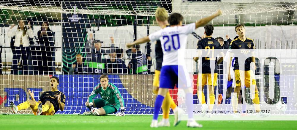SPLIT, 15 10-2026, Poljud Stadium , season 2026 2027 , UEFA Conference League Football . Match between Hajduk Split and Ajax. Picture shows dejection after the 2-1 by Ajax Marc-Andrà ter Stegen , Youri Baas , Aaron Bouwman Hajduk Split - Ajax x208450840x
