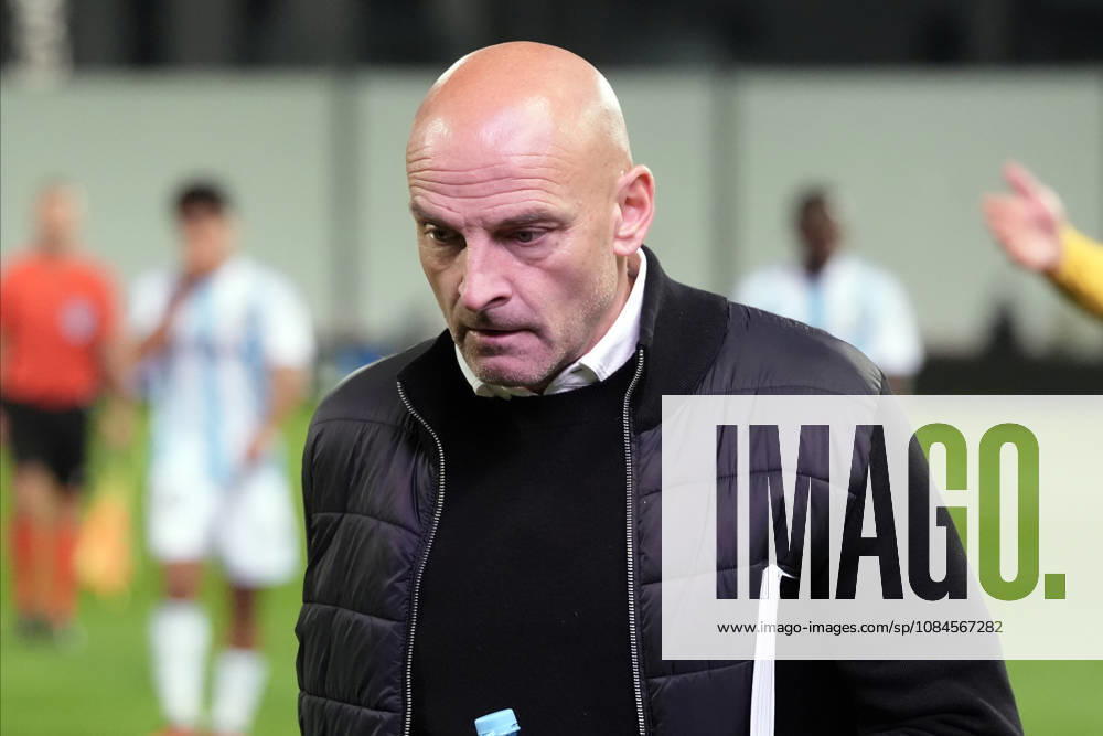 Head coach of Riga FC Adrian Gula reacts for the ball during a UEFA Conference League soccer match between Latvias Riga FC and Kazakhstans Kairat Almaty at Skonto Stadium in Riga, Latvia, Thursday, Oct. 15, 2026. Riga Latvia