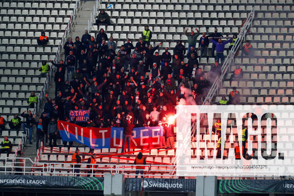 Panathinaikos F.C. v FK Borac Banja Luka UEFA Europa Conference League FK Borac Banja Luka supporters light up a flare during the UEFA Europa Conference League match at Olympic Stadium, Athens 15 10 2026 UK Newspapers OUT