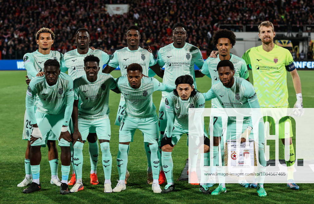CSKA vs AS Monaco - UEFA Conference League SOFIA, BULGARIA-OCTOBER 15: AS Monaco players pose for a team picture during the UEFA Conference League - League Phase, Matchday 1 between teams of CSKA and AS Monaco at Vasil Levski National Stadium in Sofia, Bulgaria, 15 October 2026. Borislav Troshev Anadolu Sofia Bulgaria. Editorial use only. Please get in touch for any other usage.