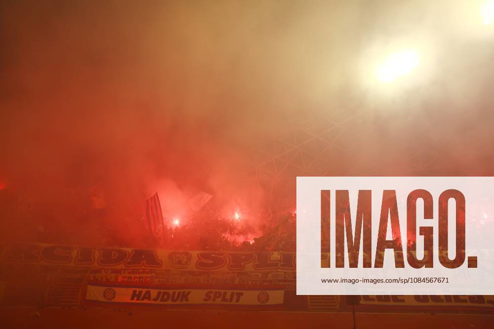 SPLIT, 15 10-2026, Poljud Stadium , season 2026 2027 , UEFA Conference League Football . Match between Hajduk Split and Ajax. Picture shows fireworks cause the match to be postponed for a while Hajduk Split - Ajax x208452643x