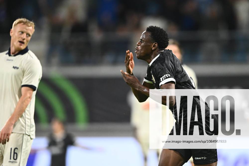 KAA Gent v AGF Aarhus - UEFA Conference League GENT, BELGIUM - OCTOBER 15 : Goore Hyllarion Bi forward of KAA Gent celebrates scoring a goal during the UEFA Conference League 2026 27 League Phase matchday 1 match between KAA Gent and AGF Aarhus on October 15, 2026 in Gent, Belgium, 15 10 2026 Gent Belgium