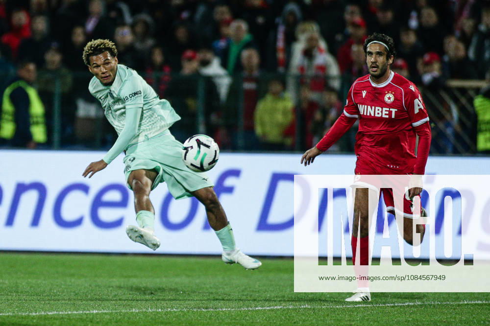SOCCER - UEFA Conference League - CSKA vs. AS Monaco Photo by IPA ABACAPRESS.COM89725274 - Monaco s Paris Brunner in action against CSKA s Dinis Almeida during the UEFA Conference League match between PFC CSKA and AS Monaco at Vasil Levski National Stadium in Sofia, Bulgaria, on October 15, 2026 Sofia Bulgaria