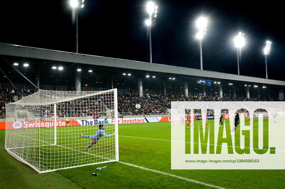 Anto Grgic of FC Lugano scores on a penalty shot against goalkeeper Matheus Magalhaes of FK Crvena Zvezda during the UEFA Conference League 2026 27 League Phase MD1 match between FC Lugano and FK Crvena Zvezda at Lugano Arena on October 15, 2026 in Lugano, Switzerland. Lugano Lugano Arena Ticino Switzerland