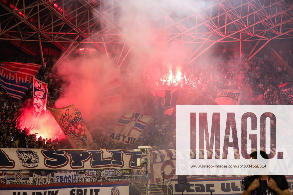 UEFA Conference League HNK Hajduk Split v AFC Ajax Torcida, Hajduk Split supporters set off pyrotechnic fires during the UEFA Conference League 2026 27 League Phase MD1 match between HNK Hajduk Split and AFC Ajax at Stadion Poljud on October 15, 2026 in Split, Croatia. IvoxCagalj PIXSELL
