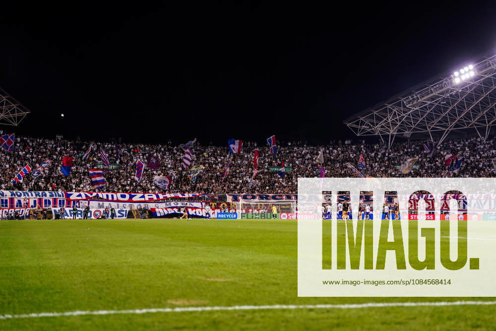 Fussball: Kroatien: UEFA Conference League 2026 2027 - 1. Runde, 15.10.2026 - HNK Hajduk Split vs. AFC Ajax Amsterdam - Stadion Poljud (Split, Kroatien); Sjever, Tribüne, Zuschauer, Hajduk Split Fans, Torcida, Ultras