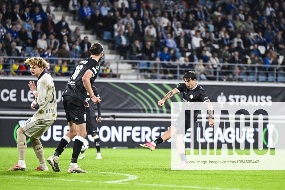 Gent s Tiago Araujo pictured in action during a soccer game between Belgian KAA Gent and Danish Aarhus GF, Thursday 15 October 2026 in Gent, the opening match of the UEFA Conference League league phase. TOMxGOYVAERT x189911900x