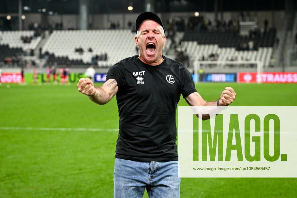 head coach Mattia Croci-Torti of FC Lugano celebrates the victory during the UEFA Conference League 2026 27 League Phase MD1 match between FC Lugano and FK Crvena Zvezda at Lugano Arena on October 15, 2026 in Lugano, Switzerland. Lugano Lugano Arena Ticino Switzerland