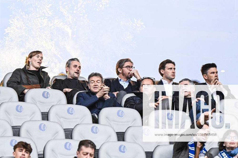Gent s owner Sam Baro; Gent s advisor Michel Louwagie and Gent s technical coordinator Gunther Schepens pictured at the start of a soccer game between Belgian KAA Gent and Danish Aarhus GF, Thursday 15 October 2026 in Gent, the opening match of the UEFA Conference League league phase. TOMxGOYVAERT x189912142x