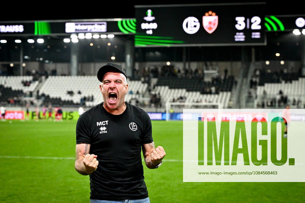 head coach Mattia Croci-Torti of FC Lugano celebrates the victory during the UEFA Conference League 2026 27 League Phase MD1 match between FC Lugano and FK Crvena Zvezda at Lugano Arena on October 15, 2026 in Lugano, Switzerland. Lugano Lugano Arena Ticino Switzerland