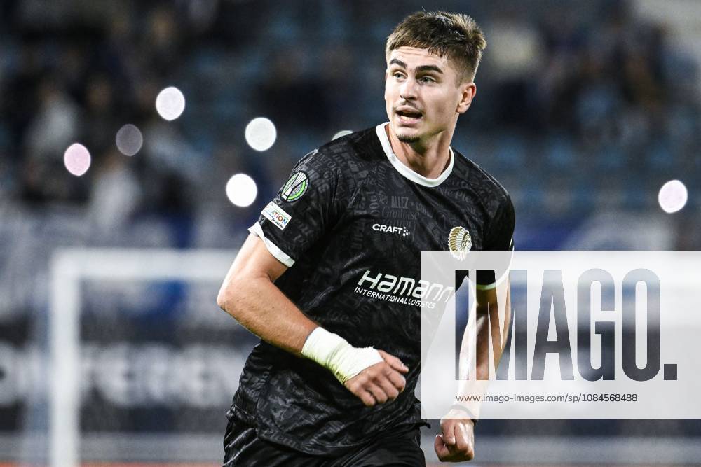Gent s Maksim Paskotsi pictured in action during a soccer game between Belgian KAA Gent and Danish Aarhus GF, Thursday 15 October 2026 in Gent, the opening match of the UEFA Conference League league phase. TOMxGOYVAERT x189914485x