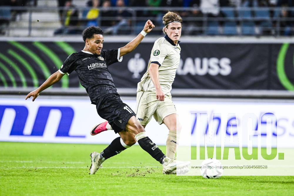 Gent s Momodou Lamin Sonko pictured in action during a soccer game between Belgian KAA Gent and Danish Aarhus GF, Thursday 15 October 2026 in Gent, the opening match of the UEFA Conference League league phase. TOMxGOYVAERT x189914771x