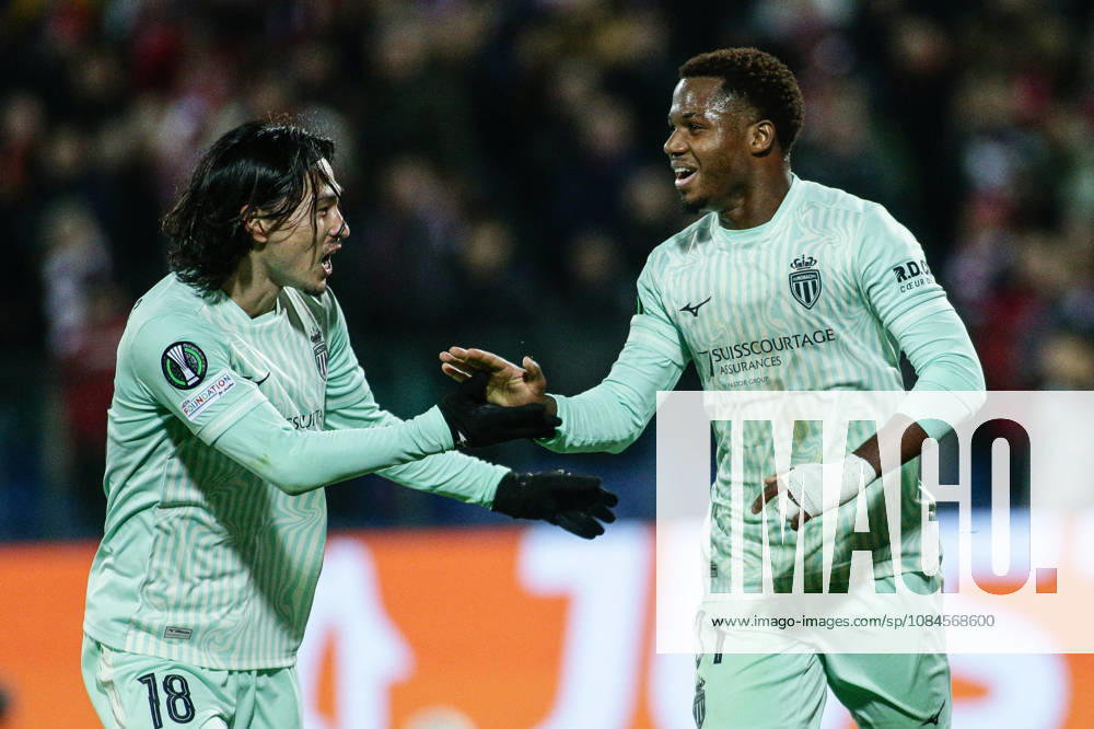 SOCCER - UEFA Conference League - CSKA vs. AS Monaco Photo by IPA ABACAPRESS.COM89726356 - Monaco s Ansu Fati and Takumi Minamino celebrate after scoring during the UEFA Conference League match between PFC CSKA and AS Monaco at Vasil Levski National Stadium in Sofia, Bulgaria, on October 15, 2026 Sofia Bulgaria