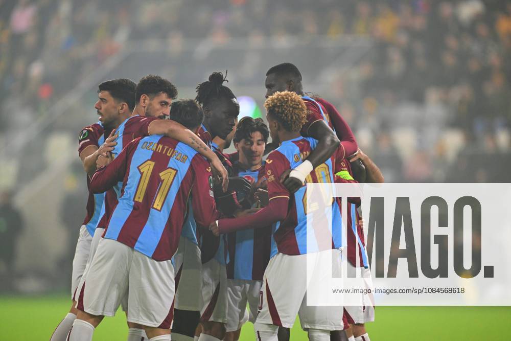 KuPS Kuopio v Trabzonspor - UEFA Conference League TAMPERE, FINLAND - OCTOBER 15: Trabzonspor players celebrate after a goal during the UEFA Conference League Week 1 match between KuPS Kuopio and Trabzonspor at Tammelan Stadium, on October 15, 2026 in Tampere, Finland. Hasan Tascan Anadolu Tampere Finland. Editorial use only. Please get in touch for any other usage.