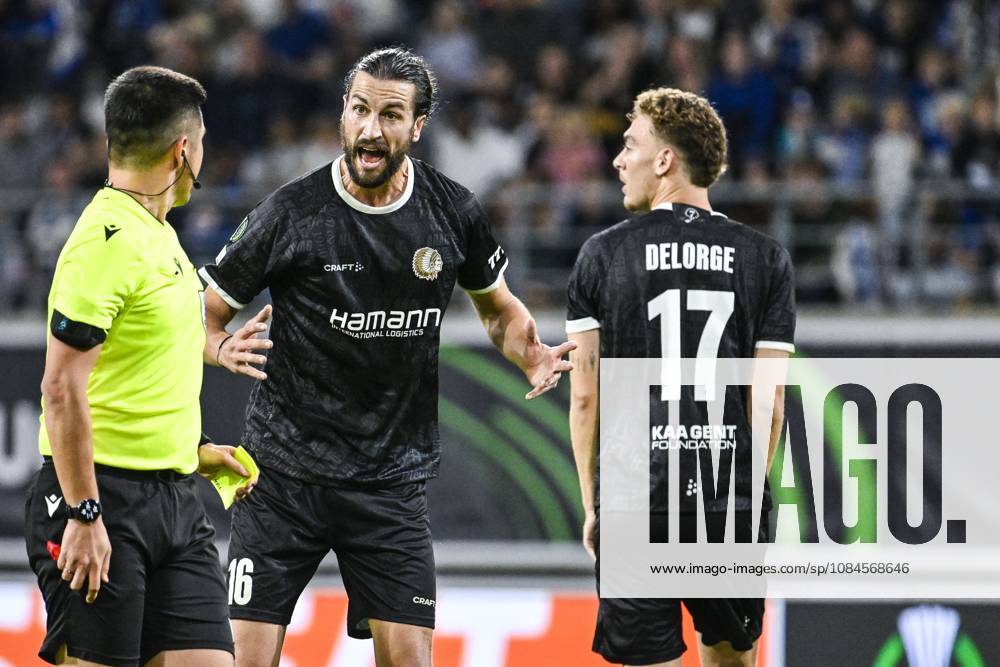 Gent s Christian Burgess reacts during a soccer game between Belgian KAA Gent and Danish Aarhus GF, Thursday 15 October 2026 in Gent, the opening match of the UEFA Conference League league phase. TOMxGOYVAERT x189918323x