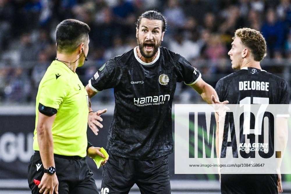 Gent s Christian Burgess reacts during a soccer game between Belgian KAA Gent and Danish Aarhus GF, Thursday 15 October 2026 in Gent, the opening match of the UEFA Conference League league phase. TOMxGOYVAERT x189918763x