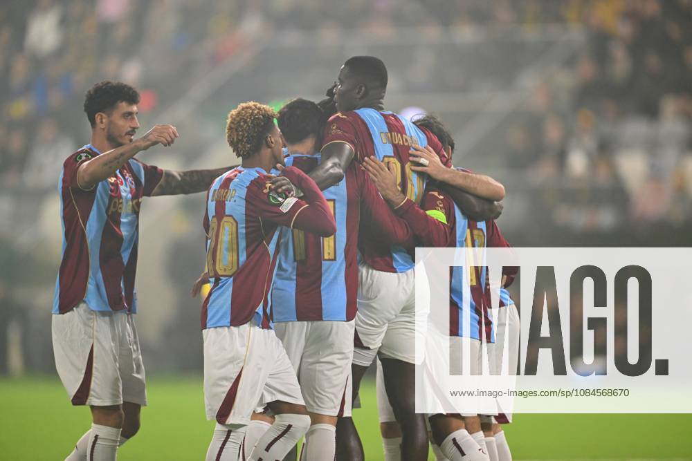 KuPS Kuopio v Trabzonspor - UEFA Conference League TAMPERE, FINLAND - OCTOBER 15: Trabzonspor players celebrate after a goal during the UEFA Conference League Week 1 match between KuPS Kuopio and Trabzonspor at Tammelan Stadium, on October 15, 2026 in Tampere, Finland. Hasan Tascan Anadolu Tampere Finland. Editorial use only. Please get in touch for any other usage.