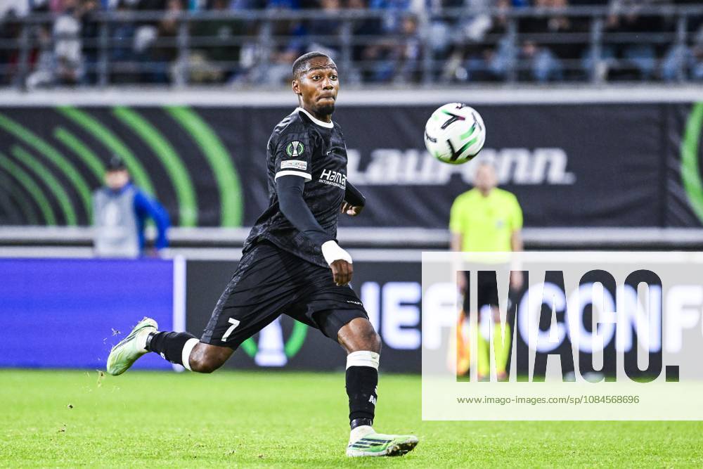 Gent s Michel-Ange Sumai Balikwisha pictured in action during a soccer game between Belgian KAA Gent and Danish Aarhus GF, Thursday 15 October 2026 in Gent, the opening match of the UEFA Conference League league phase. TOMxGOYVAERT x189919613x