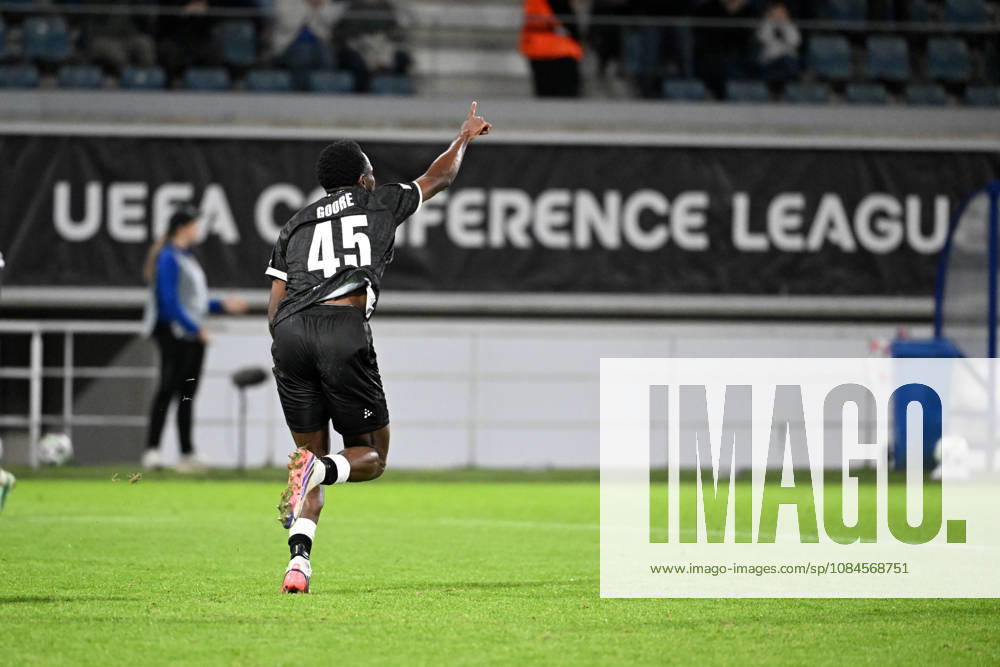 AA Gent vs Aarhus Hyllarion Goore of KAA Gent celebrates after scoring the 1-0 goal during Matchday 2 in the 2026-2027 Uefa Conference League season - league phase between AA Gent and AGF Aarhus on October 15 , 2026 in Gent, Belgium. (Photo by Maarten Straetemans Isosport) Gent Belgium