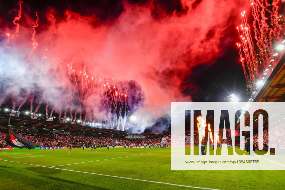 Bournemouth v Sturm Graz, Europa League Fireworks light up the night sky above the stadium before kickoff during the Europa League match between Bournemouth and Sturm Graz at the Vitality Stadium, Bournemouth, UK on 15 October 2026. Bournemouth Vitality Stadium Dorset UK Editorial use only ,