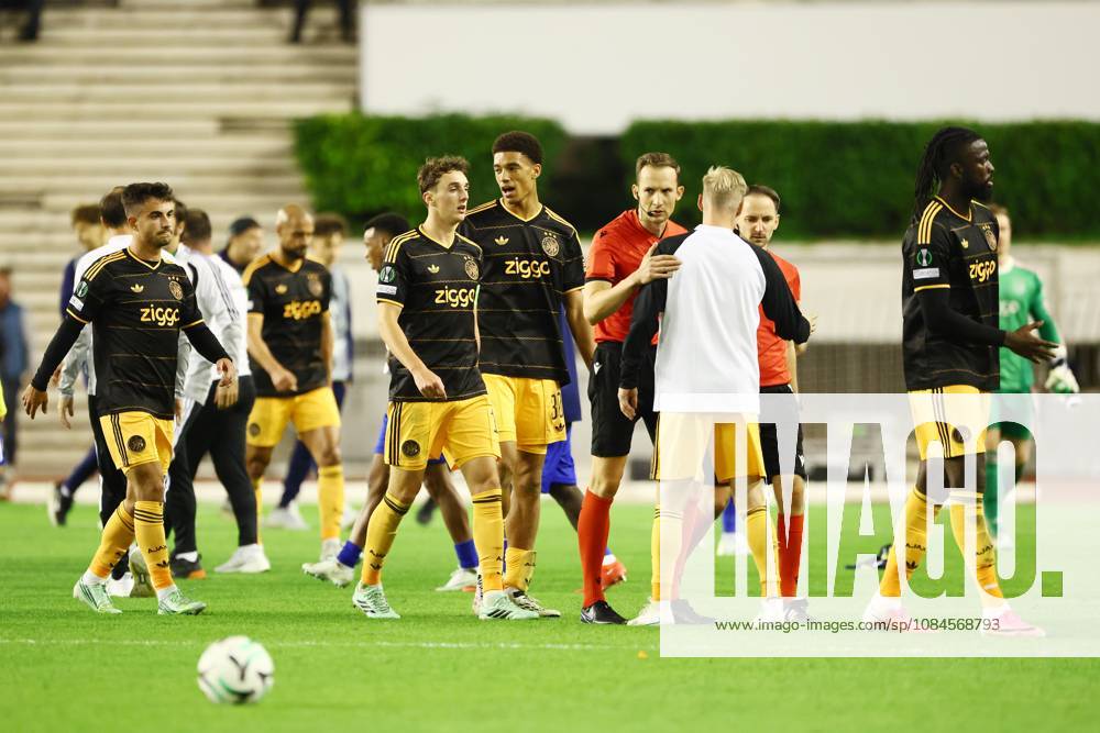 SPLIT, 15 10-2026, Poljud Stadium , season 2026 2027 , UEFA Conference League Football . Match between Hajduk Split and Ajax 2-1. Picture shows Ajax Marc-AndrÃ ter Stegen 1 Ajax Jofre Torrents 21 Ajax Youri Baas 15 Ajax Aaron Bouwman 30 Ajax Thilo Kehrer 6 Ajax Julian Brandt 8 Ajax Sofyan Amrabat 4 Ajax Davy Klaassen 18 Ajax Abdellah Ouazane 68 Ajax Toluwalase Arokodare 99 Ajax Viktor Tsygankov 11 Hajduk Split Toni SiliÄ‡ 33 Hajduk Split Mathieu AcapandiÃ 22 Hajduk Split Dennis HadÅ¾ikaduniÄ‡ 6 Hajduk Split Dario MareÅ¡iÄ‡ 15 Hajduk Split Å imun HrgoviÄ‡ 32 Hajduk Split Khalil Fayad 8 Hajduk Split Alberto Del Moral 20 Hajduk Split Abdoulie Sanyang 7 Hajduk Split Dalisson De Almeida Leite 9 Hajduk Split Marin Å otiÄek 23 Hajduk Split Michele Å ego 11 Hajduk Split - Ajax x208453099x