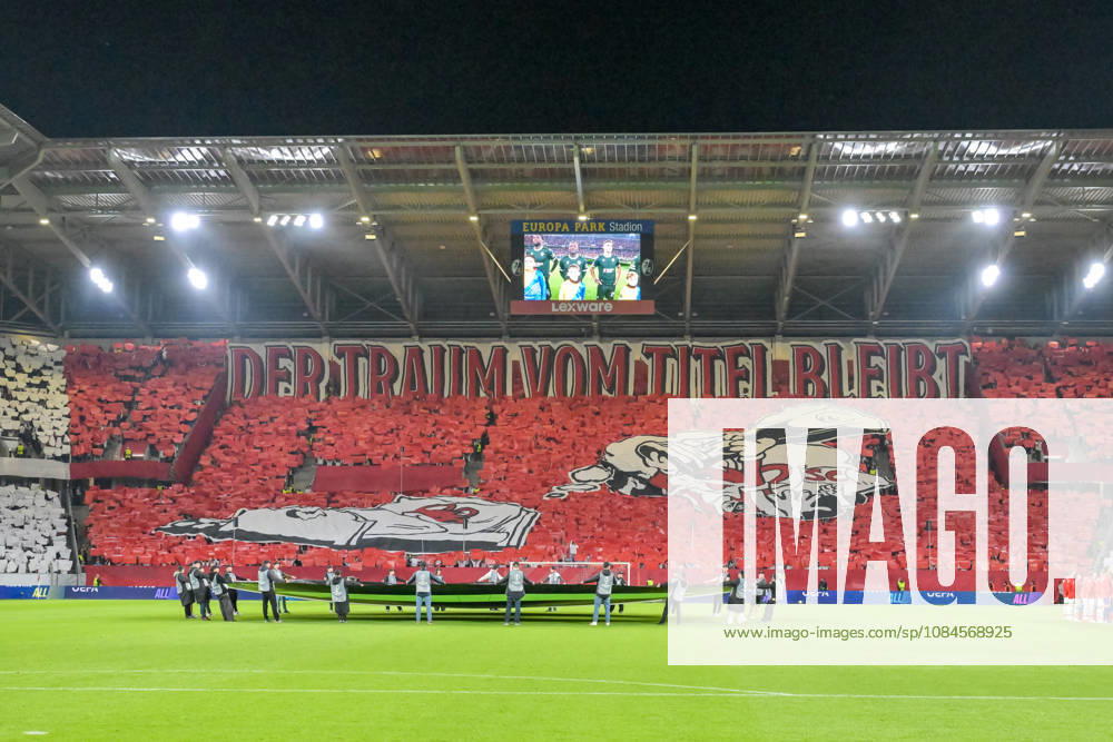 Choreo Der Traum vom Titel bleibt GER, SC Freiburg vs JK Jablonec, Fussball, Uefa Conference League, 1. Spieltag, Saison 2026 2027, 15.10.2026 GER, SC Freiburg vs JK Jablonec, Fussball, Uefa Conference League, 1. Spieltag, Saison 2026 2027, 15.10.2026 Freiburg