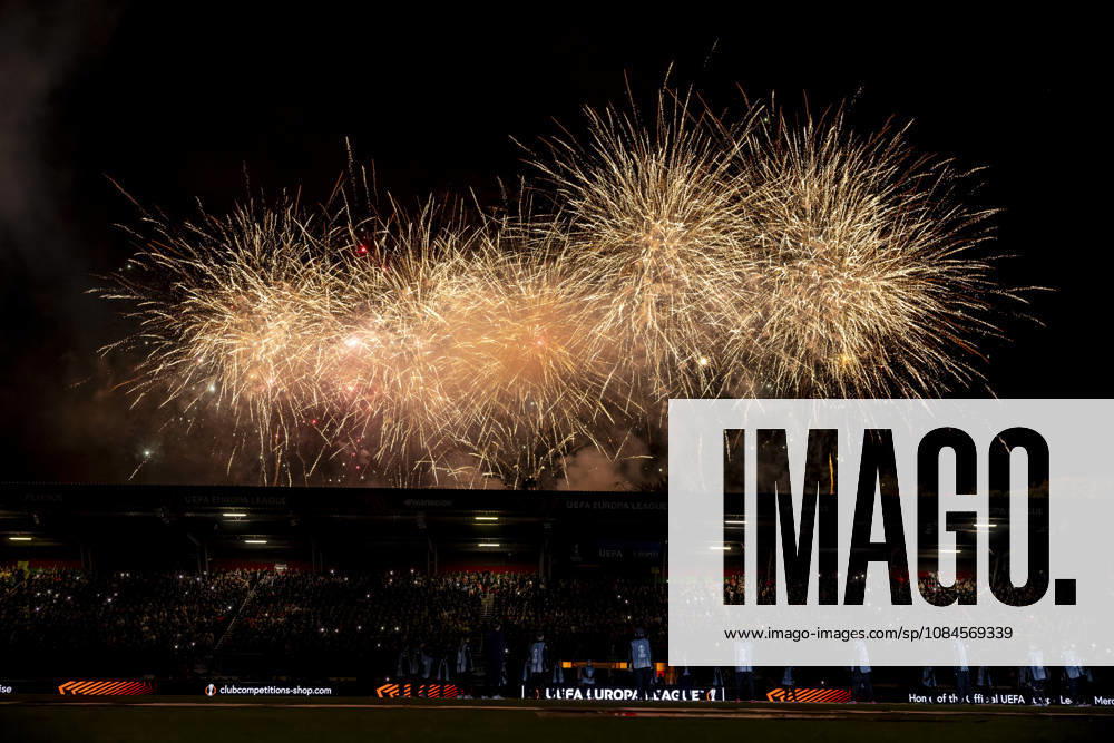 NIJMEGEN - fireworks ahead of the UEFA Europa League match between N.E.C. and Levski Sofia at Stadion De Goffert on 15 October 2026 in Nijmegen, Nederland. (Photo by DeFodi Images) -