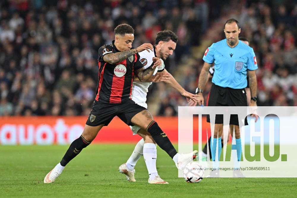 Bournemouth v Sturm Graz, Europa League Marcus Tavernier (16) of AFC Bournemouth battles for possession with Valmir Matoshi (72) of Sturm Graz during the Europa League match between Bournemouth and Sturm Graz at the Vitality Stadium, Bournemouth, UK on 15 October 2026. Bournemouth Vitality Stadium Dorset UK Editorial use only ,