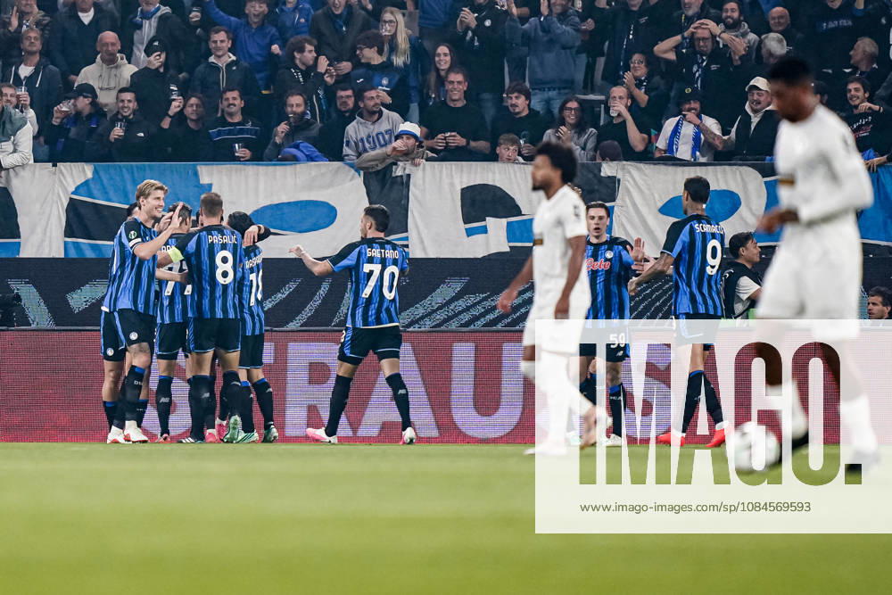 Eljif Elmas of Atalanta BC celebrates after scoring his team s first goal during the UEFA Conference League 2026 27 League Phase MD1 match between Atalanta BC and Pafos FC at Stadio di Bergamo on October 15, 2026 in Bergamo, Italy