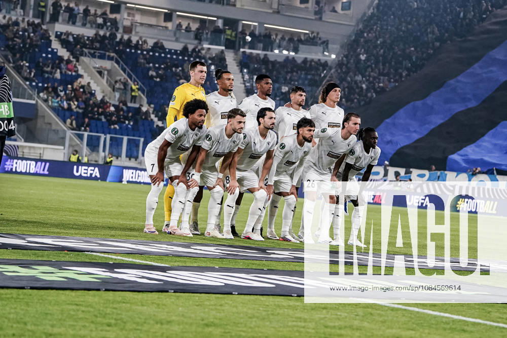 Pavos FC team picture during the UEFA Conference League 2026 27 league phase football match between Atalanta BC and Pafos FC at Stadio di Bergamo on October 15, 2026 in Bergamo, Italy