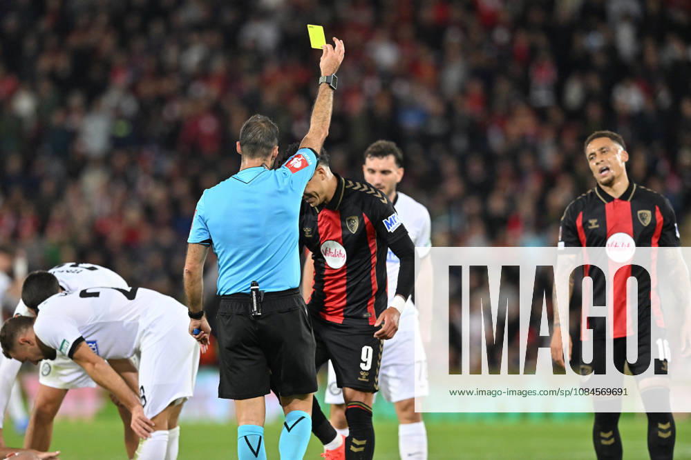 Bournemouth v Sturm Graz, Europa League Evanilson (9) of AFC Bournemouth is shown a yellow card, booked during the Europa League match between Bournemouth and Sturm Graz at the Vitality Stadium, Bournemouth, UK on 15 October 2026. Bournemouth Vitality Stadium Dorset UK Editorial use only ,