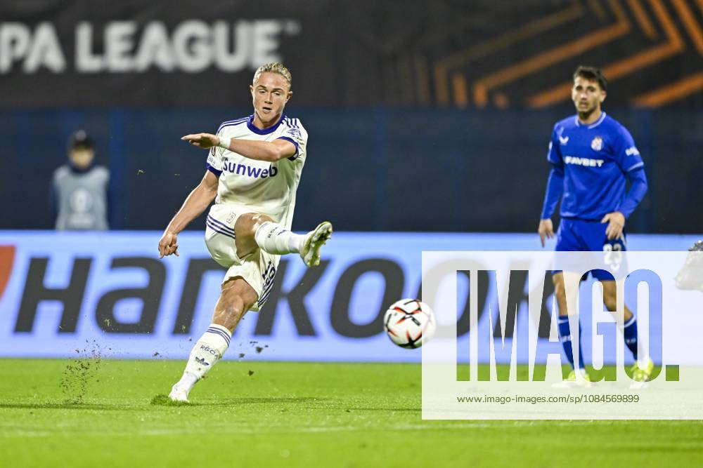 GNK Dinamo v RSC Anderlecht - UEFA Europa League ZAGREB, CROATIA - OCTOBER 15 : Aasgaard Thelonious midfielder of RSC Anderlecht in action during the UEFA Europa League 2026 27 League Phase matchday 2 match between GNK Dinamo and RSC Anderlecht on October 15, 2026 in Zagreb, Croatia, 15 10 2026 Zagreb Croatia