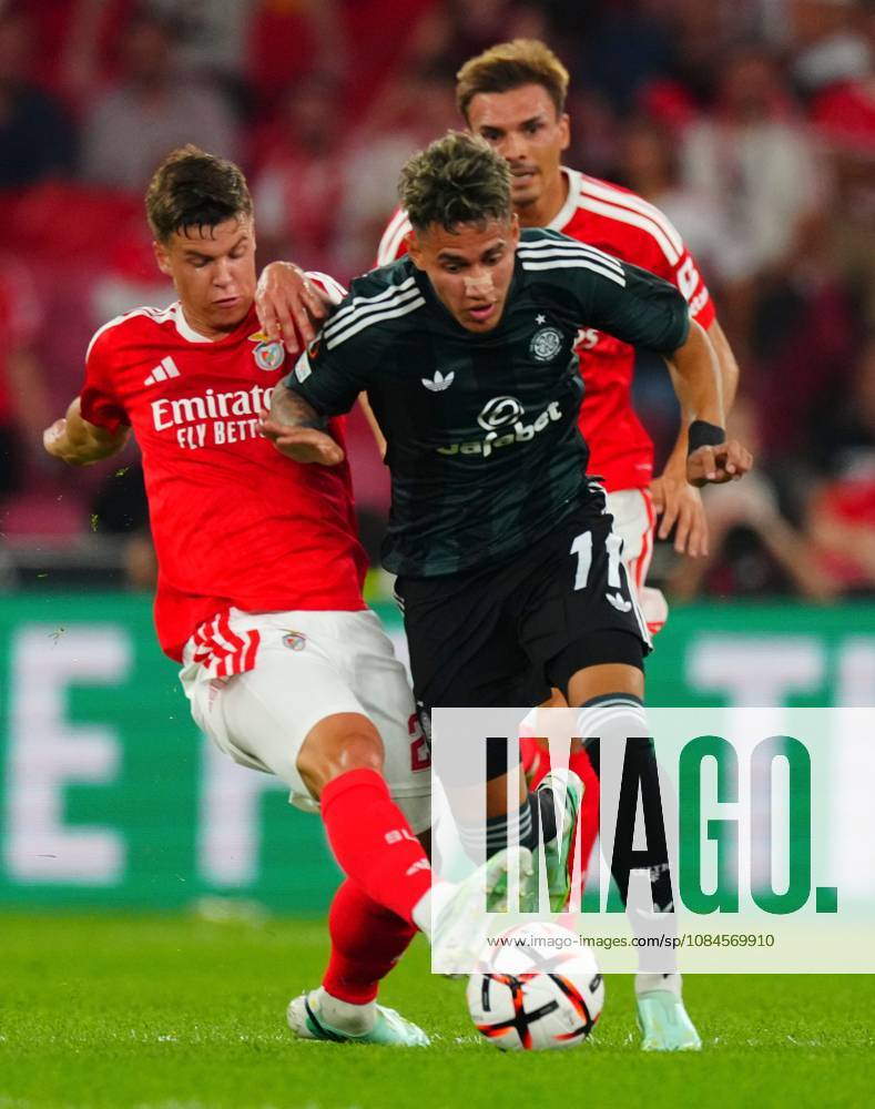 Camilo Duran of Celtic battles with Samuel Dahl of Benfica Benfica v Celtic, UEFA Europa League, Football, Estadio da Luz, Lisbon, Portugal - 15 Oct 2026Lisbon Estadio da Luz Portugal