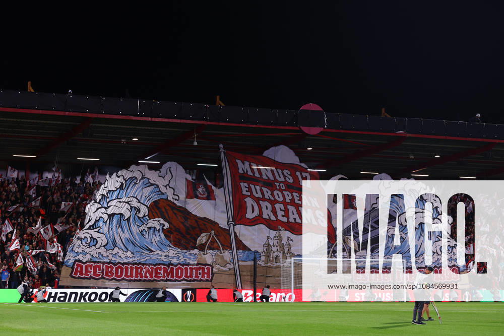 Bournemouth, England, 15th October 2026. Bournemouth Tifo before during the AFC Bournemouth vs Sturm Graz UEFA Europa League match at the Vitality Stadium, Bournemouth. Picture credit should read: Paul Terry Sportimage . SPI_017_PT_Bournemouth_Sturm_Graz SPI-5072-0017