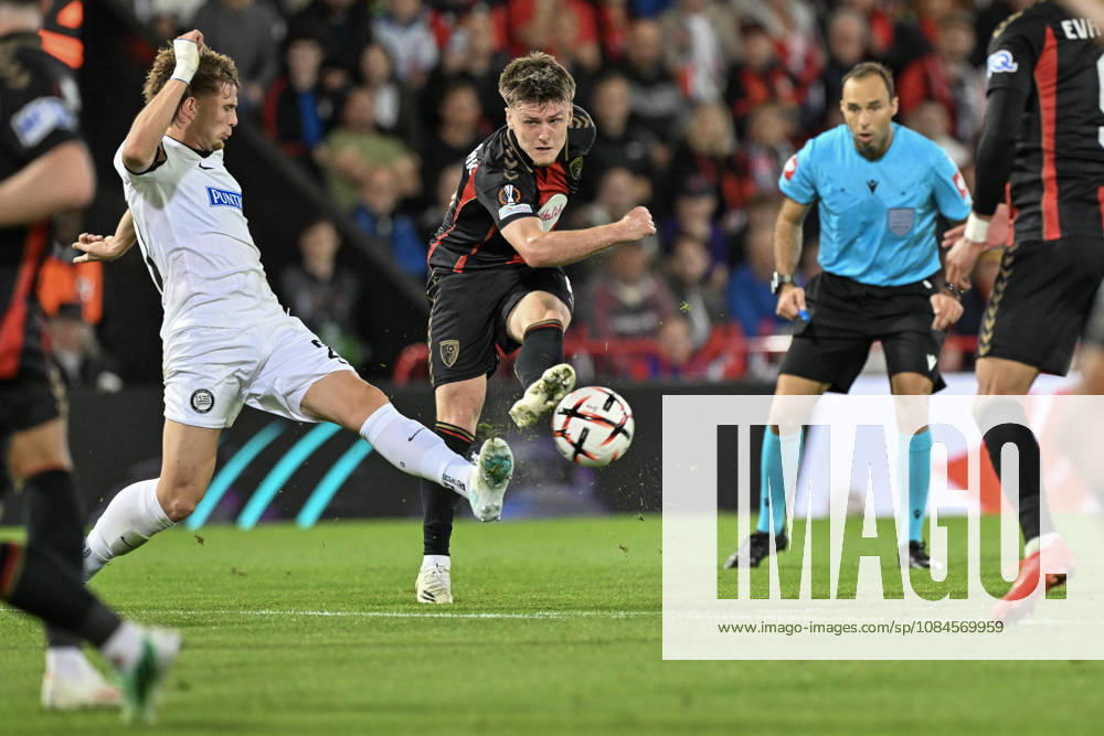 Bournemouth v SK Sturm Graz UEFA Europa League Ben Gannon-Doak of Bournemouth shoots during the UEFA Europa League match at the Vitality Stadium, Bournemouth 15 10 2026 UK Newspapers OUT