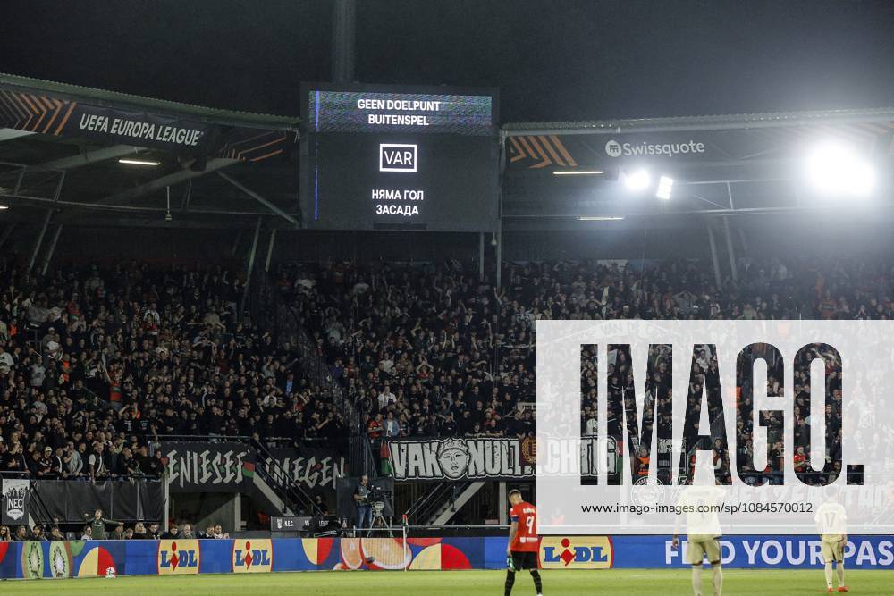 NIJMEGEN - VAR disallows the 0-1 during the Europa League match between NEC and PFC Levski Sofia at De Goffert on October 15, 2026 in Nijmegen, the Netherlands. BART STOUTJESDIJK ANP ANPxSportx IVx 572552140 originalFilename: 572552140