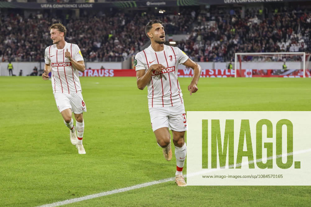 Torjubel bei Vincenzo Grifo (SC Freiburg, 32) nach seinem Tor zum 1:0, Freude, Begeisterung, positive Emotionen, Torerfolg , Deutschland, Fussball, UEFA Conference League, 1. Spieltag, 2026 2027, SC Freiburg vs. FK Jablonec, 15.10.2026, Freiburg im Breisgau Stadion am Wolfswinkel Deutschland