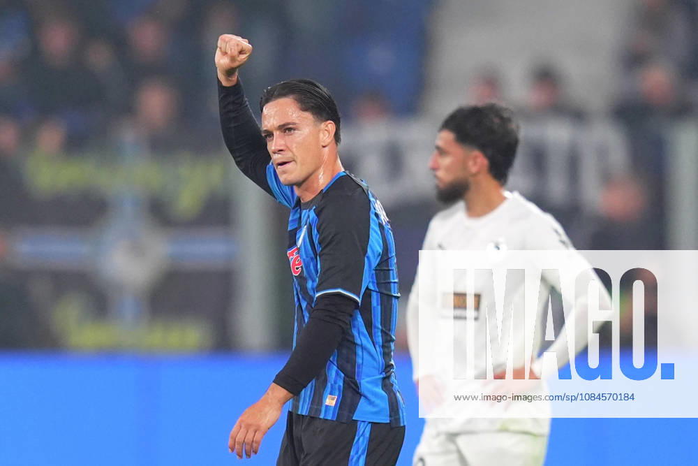 Atalanta s Giacomo Raspadori celebrates after scoring 2-0 during the Uefa Conference League match soccer match between Atalanta and Pafos at the New Balance Arena in Bergamo , North Italy - Thursday , October 15 , 2026 . - Soccer .