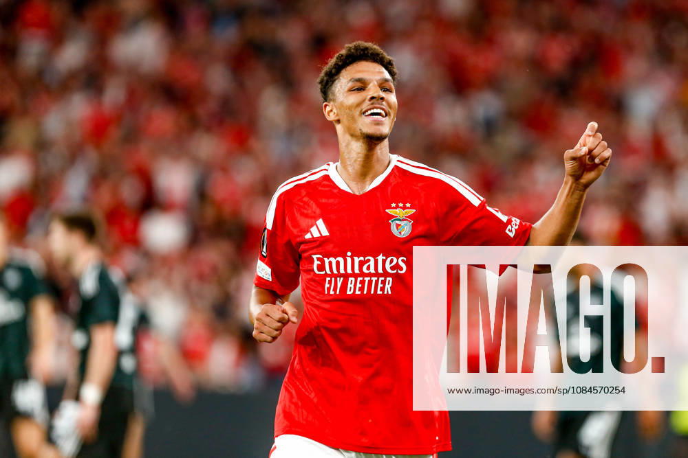 Alexander Bah defender of Benfica celebrates after scoring the team s second goal during the UEFA Europa League 2026 27 League Phase MD2 match between SL Benfica and Celtic FC at Estadio do SL Benfica on October 15, 2026 in Lisbon, Portugal (Photo by Valter Gouveia Sports Press Photo SPP)