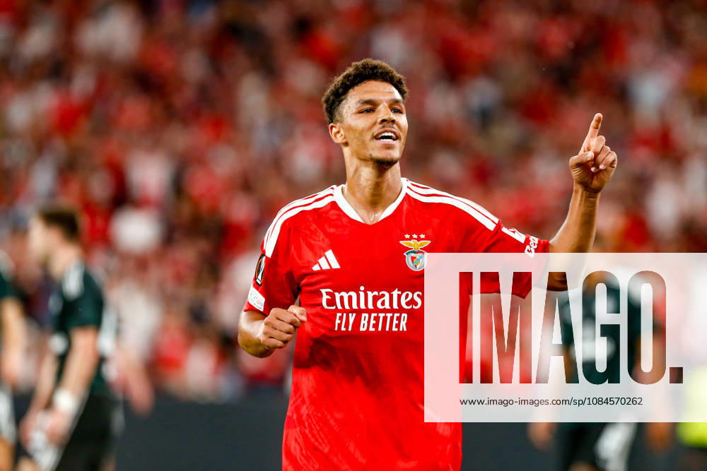 Alexander Bah defender of Benfica celebrates after scoring the team s second goal during the UEFA Europa League 2026 27 League Phase MD2 match between SL Benfica and Celtic FC at Estadio do SL Benfica on October 15, 2026 in Lisbon, Portugal (Photo by Valter Gouveia Sports Press Photo SPP)