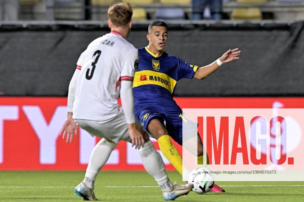 Sint-Truidense VV v Iberia Tbilisi - UEFA Conference League SINT-TRUIDEN, BELGIUM - OCTOBER 15 : Sebaoui Ilias forward of Sint-Truidense VV battles for the ball with Phillip Cancar defender of FC Iberia 1999 Tbilisi during the UEFA Conference League 2026 27 first qualifying round between Sint-Truidense VV and Iberia Tbilisi on October 15, 2026 in Sint-Truiden, Belgium, 15 10 2026 Sint-Truiden Belgium
