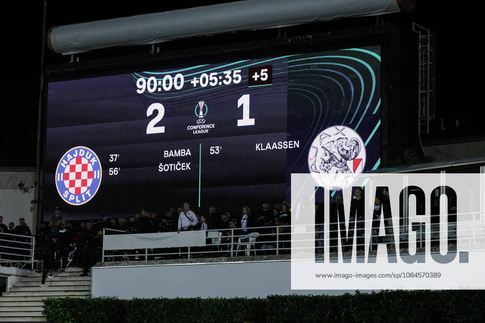 UEFA Conference League HNK Hajduk Split v AFC Ajax SPLIT, CROATIA - OCTOBER 15: Scoreboard is pictured after the UEFA Conference League 2026 27 League Phase MD1 match between HNK Hajduk Split and AFC Ajax at Stadion Poljud on October 15, 2026 in Split, Croatia. IvanaxIvanovic PIXSELL