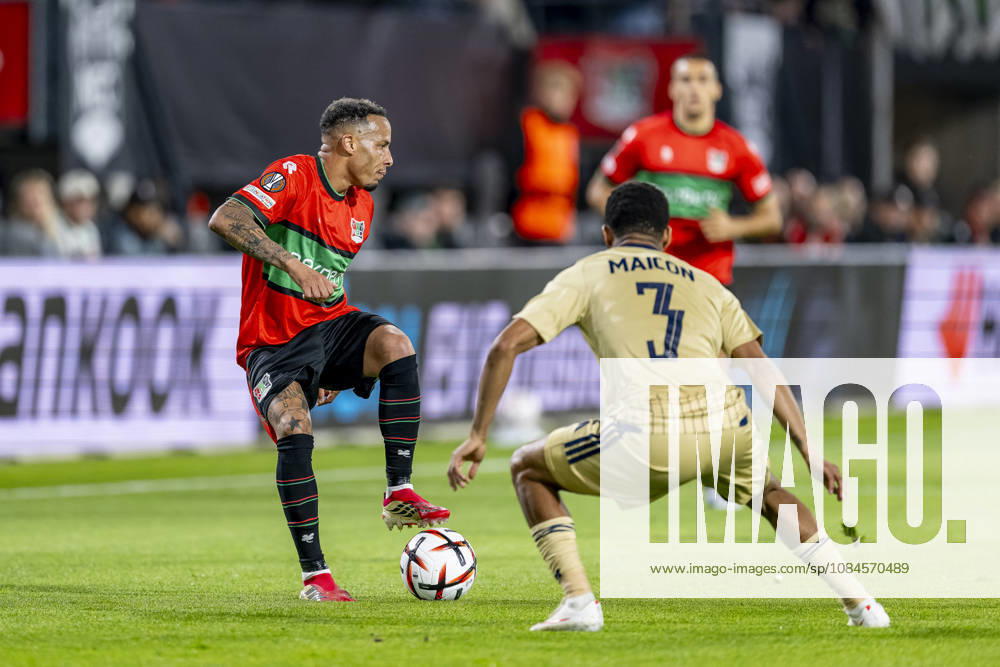 NIJMEGEN - NEC Nijmegen forward Tjaronn Chery during the UEFA Europa League match between N.E.C. and Levski Sofia at Stadion De Goffert on 15 October 2026 in Nijmegen, Nederland. (Photo by DeFodi Images) -