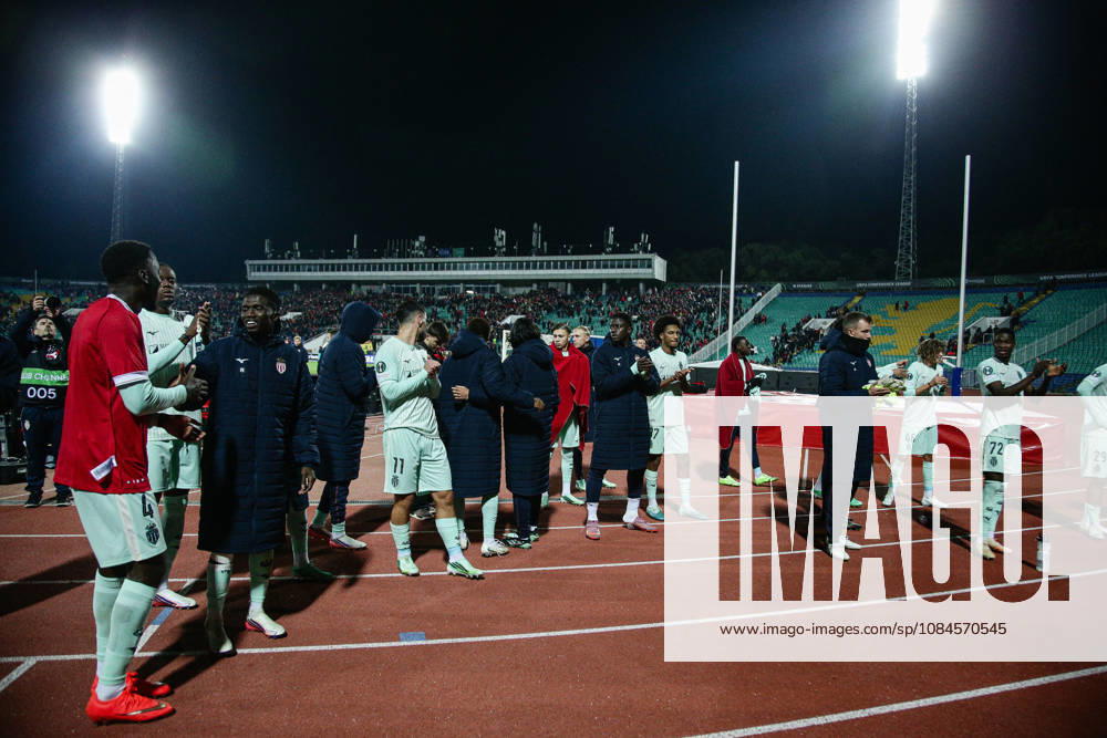 SOCCER - UEFA Conference League - CSKA vs. AS Monaco Photo by IPA ABACAPRESS.COM89728660 - Monaco players celebrate after the UEFA Conference League match between PFC CSKA and AS Monaco at Vasil Levski National Stadium in Sofia, Bulgaria, on October 15, 2026 Sofia Bulgaria