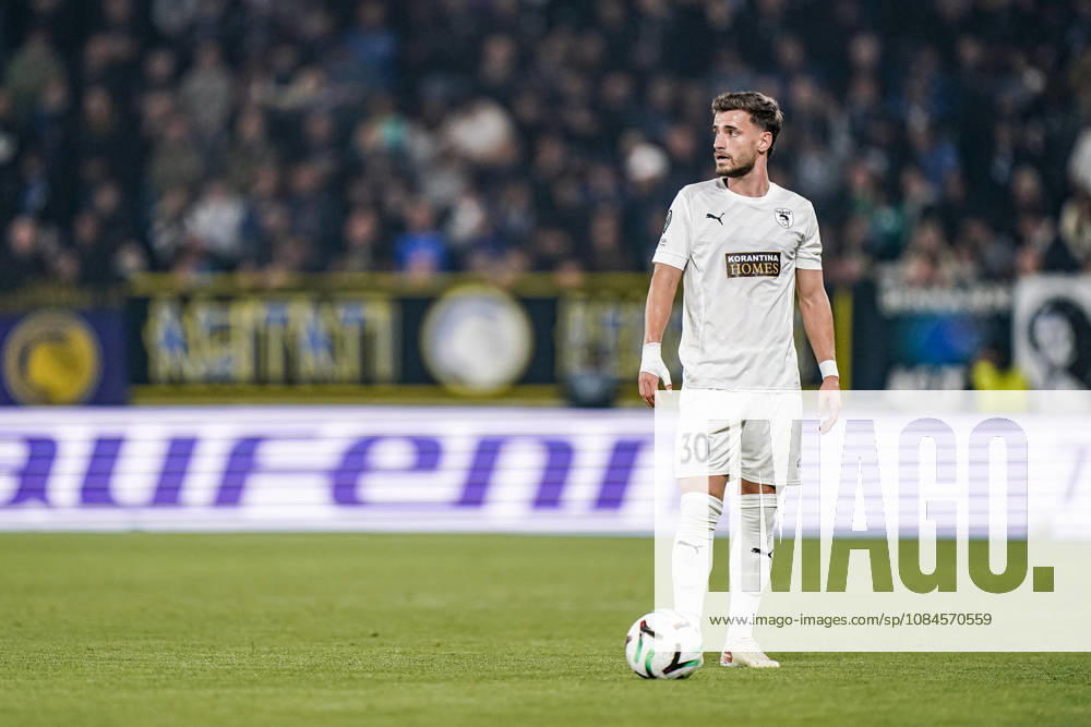Vlad Dragomir of Pavos FC during the UEFA Conference League 2026 27 league phase football match between Atalanta BC and Pafos FC at Stadio di Bergamo on October 15, 2026 in Bergamo, Italy