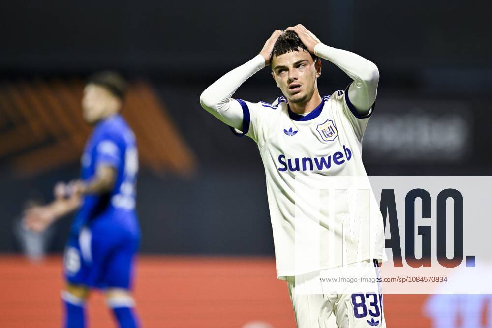 GNK Dinamo v RSC Anderlecht - UEFA Europa League ZAGREB, CROATIA - OCTOBER 15 : Degreef Tristan midfielder of RSC Anderlecht missing an opportunity during the UEFA Europa League 2026 27 League Phase matchday 2 match between GNK Dinamo and RSC Anderlecht on October 15, 2026 in Zagreb, Croatia, 15 10 2026 Zagreb Croatia