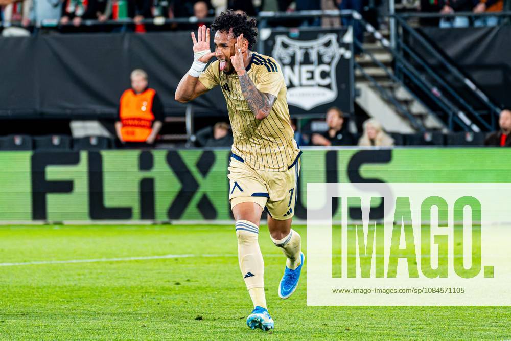 NIJMEGEN - Reinaldo of Levski Sofia celebrates his team s first goal during the UEFA Europa League match between NEC Nijmegen and Levski Sofia at the Goffertstadion on October 15, 2026, in Nijmegen, the Netherlands. KEVIN SENDERS ANP UEFA Europa League 2026 27 ANPxSportx xMarcelxterxBalsxIVx 572554141 originalFilename: 572554141